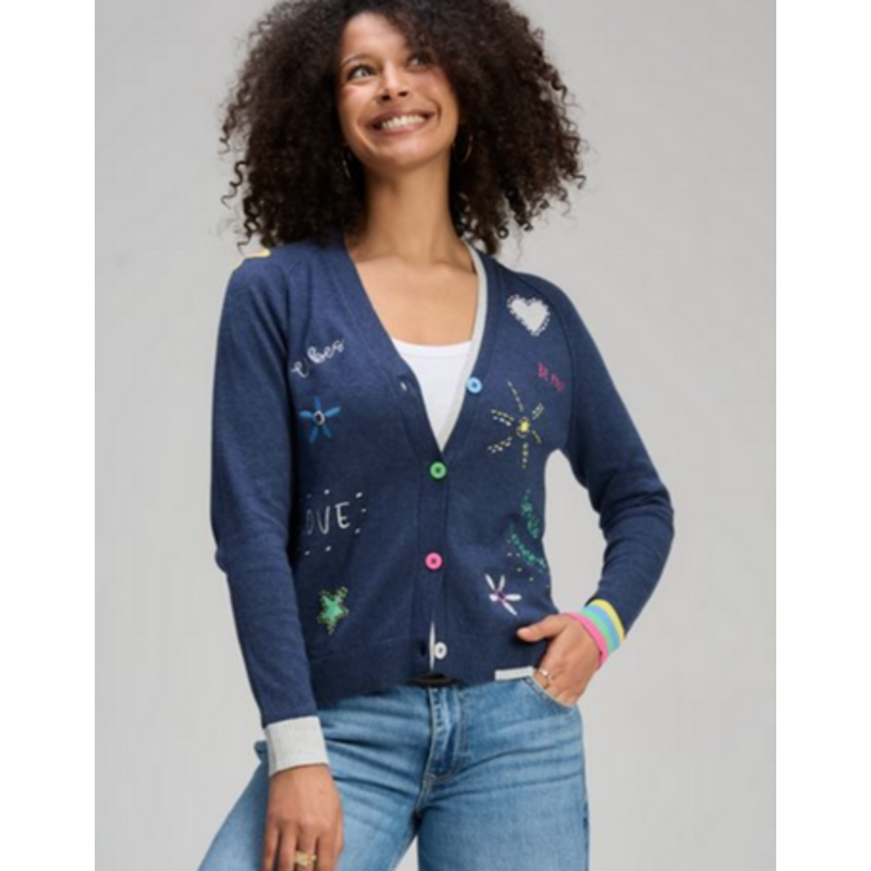 ZAKET AND PLOVER ZAKET AND PLOVER 26E GOOD VIBES CARDIGAN DENIM