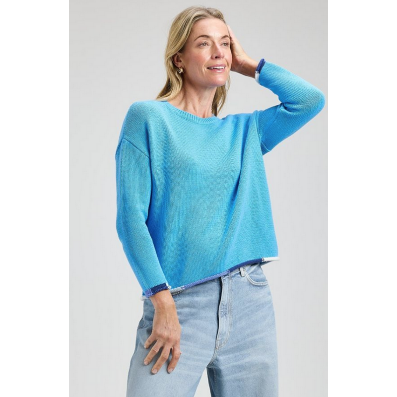 ZAKET AND PLOVER ZAKET AND PLOVER 26E BOTTOM DETAIL SWEATER AZURE