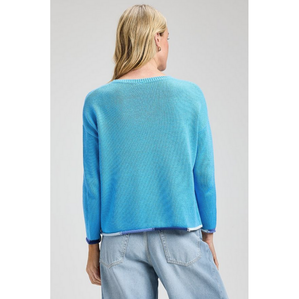 ZAKET AND PLOVER ZAKET AND PLOVER 26E BOTTOM DETAIL SWEATER AZURE