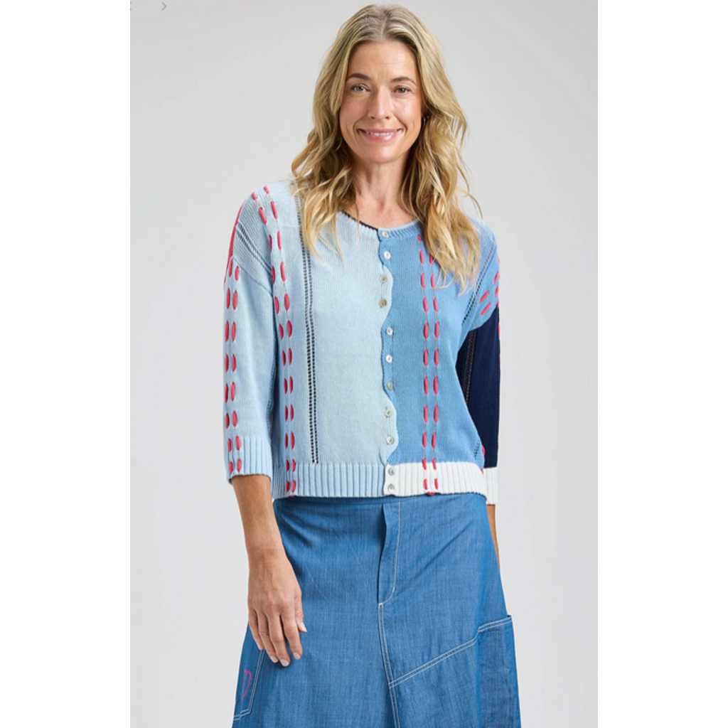 ZAKET AND PLOVER ZAKET AND PLOVER 26E THREAD DETAIL CARDIGAN ANCHOR