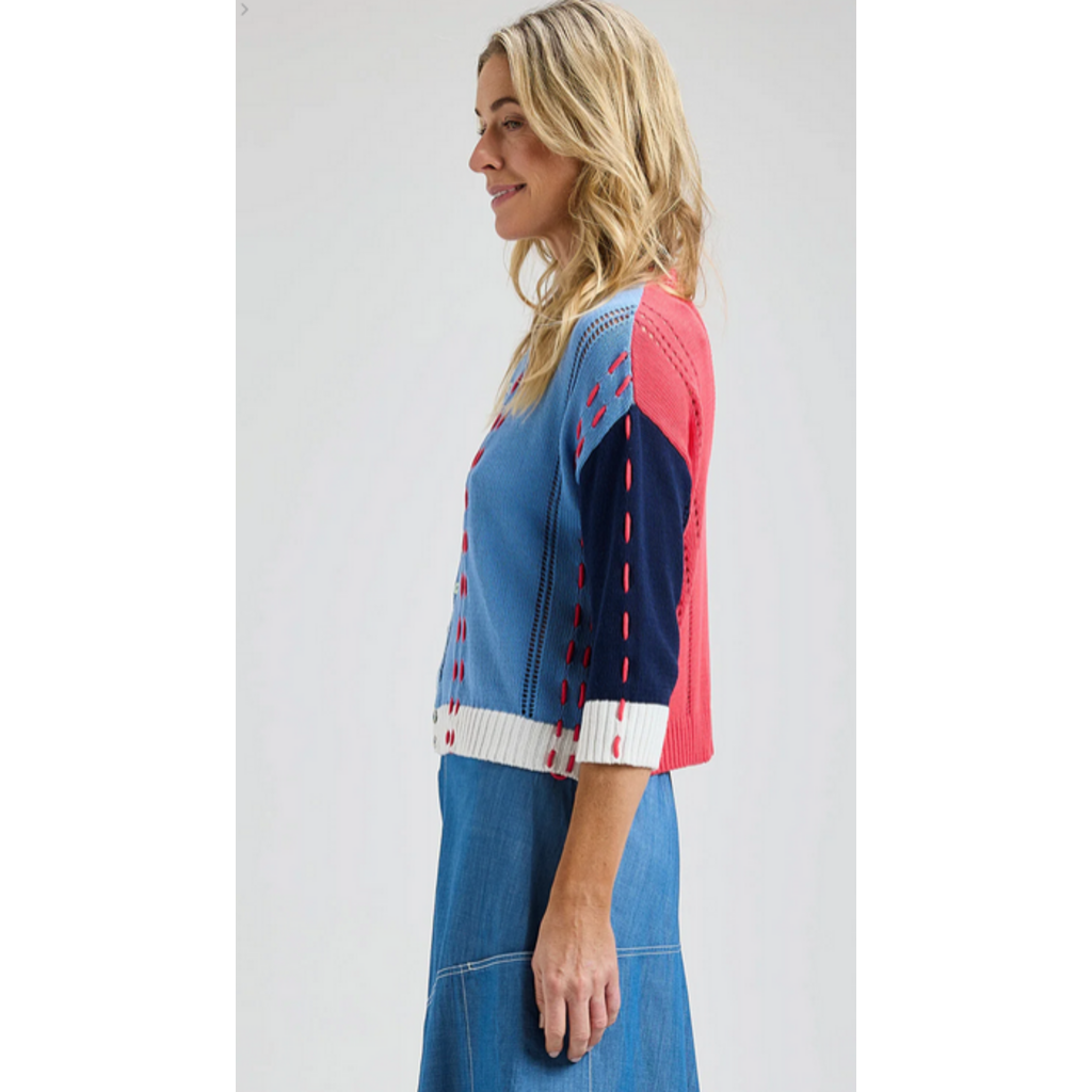 ZAKET AND PLOVER ZAKET AND PLOVER 26E THREAD DETAIL CARDIGAN ANCHOR