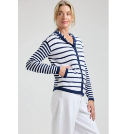 ZAKET AND PLOVER ZAKET AND PLOVER 26E MULTI STRIPE HOODIE MARINE