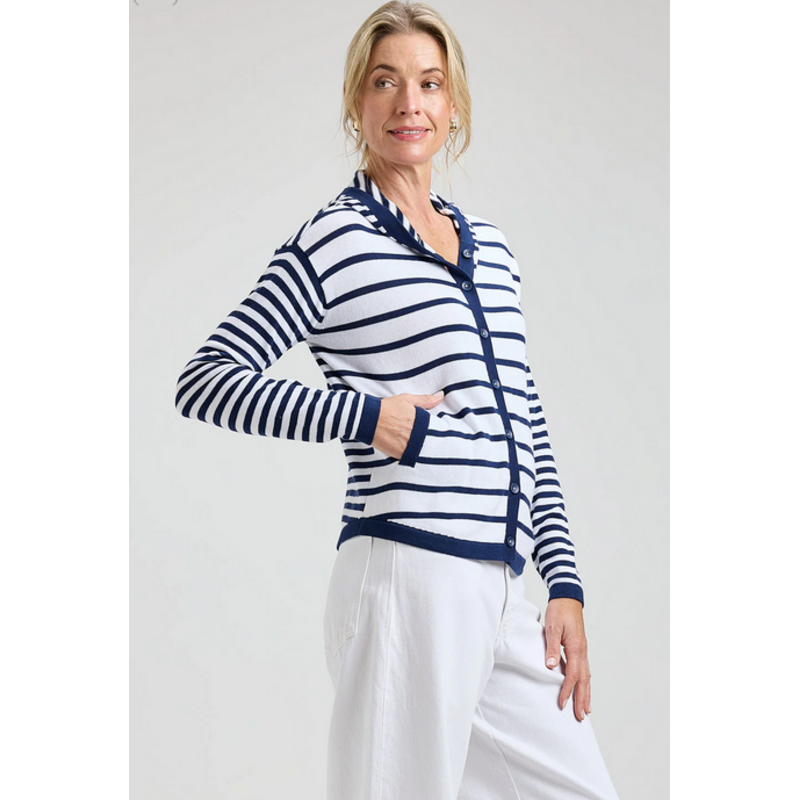 ZAKET AND PLOVER ZAKET AND PLOVER 26E MULTI STRIPE HOODIE MARINE