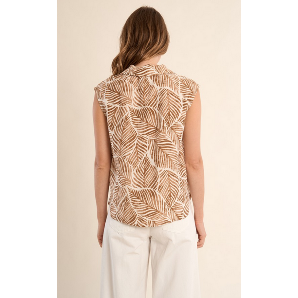 MOLLY BRACKEN MOLLY BRACKEN 26E BLOUSE S MANCHE FEUILLAGE CAMEL