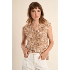 MOLLY BRACKEN MOLLY BRACKEN 26E BLOUSE S MANCHE FEUILLAGE CAMEL
