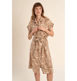 MOLLY BRACKEN MOLLY BRACKEN 26E ROBE CEINTURE FEUILLAGE CAMEL