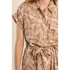 MOLLY BRACKEN MOLLY BRACKEN 26E ROBE CEINTURE FEUILLAGE CAMEL