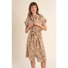 MOLLY BRACKEN MOLLY BRACKEN 26E ROBE CEINTURE FEUILLAGE CAMEL