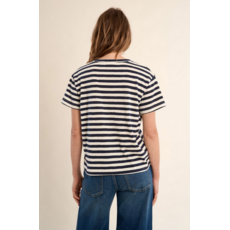 MOLLY BRACKEN MOLLY BRACKEN 26E TSHIRT COL V RAYURES NAVY/CREME