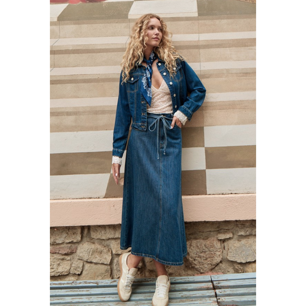 MOLLY BRACKEN MOLLY BRACKEN 26E JUPE MIDI JEANS CORDON BLEU