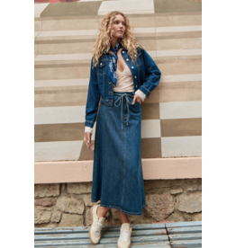 MOLLY BRACKEN MOLLY BRACKEN 26E JUPE MIDI JEANS CORDON BLEU