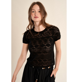 MOLLY BRACKEN MOLLY BRACKEN 26E PULL M COURTE MAILLE AJOUREE NOIR