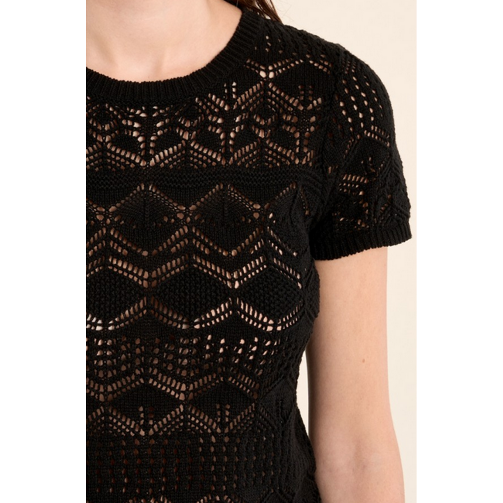 MOLLY BRACKEN MOLLY BRACKEN 26E PULL M COURTE MAILLE AJOUREE NOIR