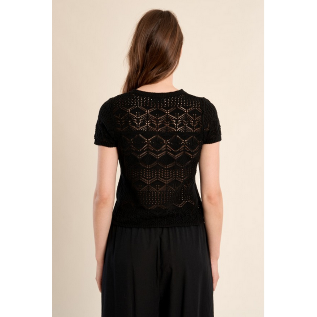 MOLLY BRACKEN MOLLY BRACKEN 26E PULL M COURTE MAILLE AJOUREE NOIR
