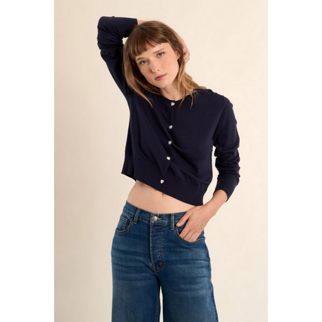 MOLLY BRACKEN MOLLY BRACKEN 26E CARDIGAN BOUTONS EN COEURS NAVY