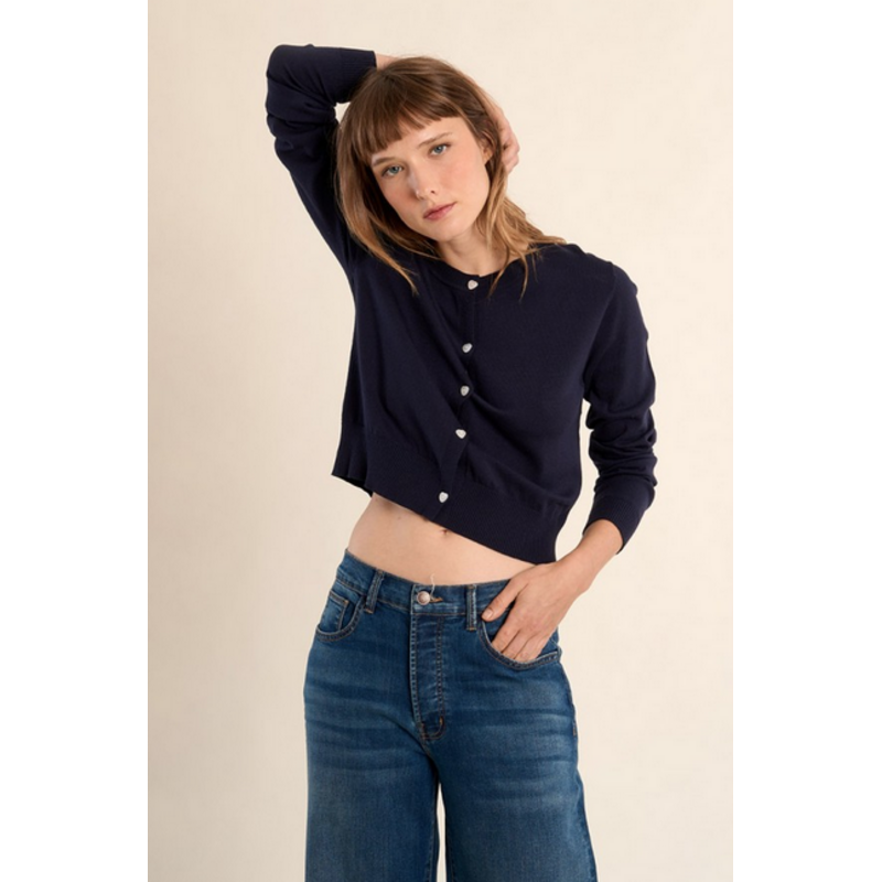 MOLLY BRACKEN MOLLY BRACKEN 26E CARDIGAN BOUTONS EN COEURS NAVY
