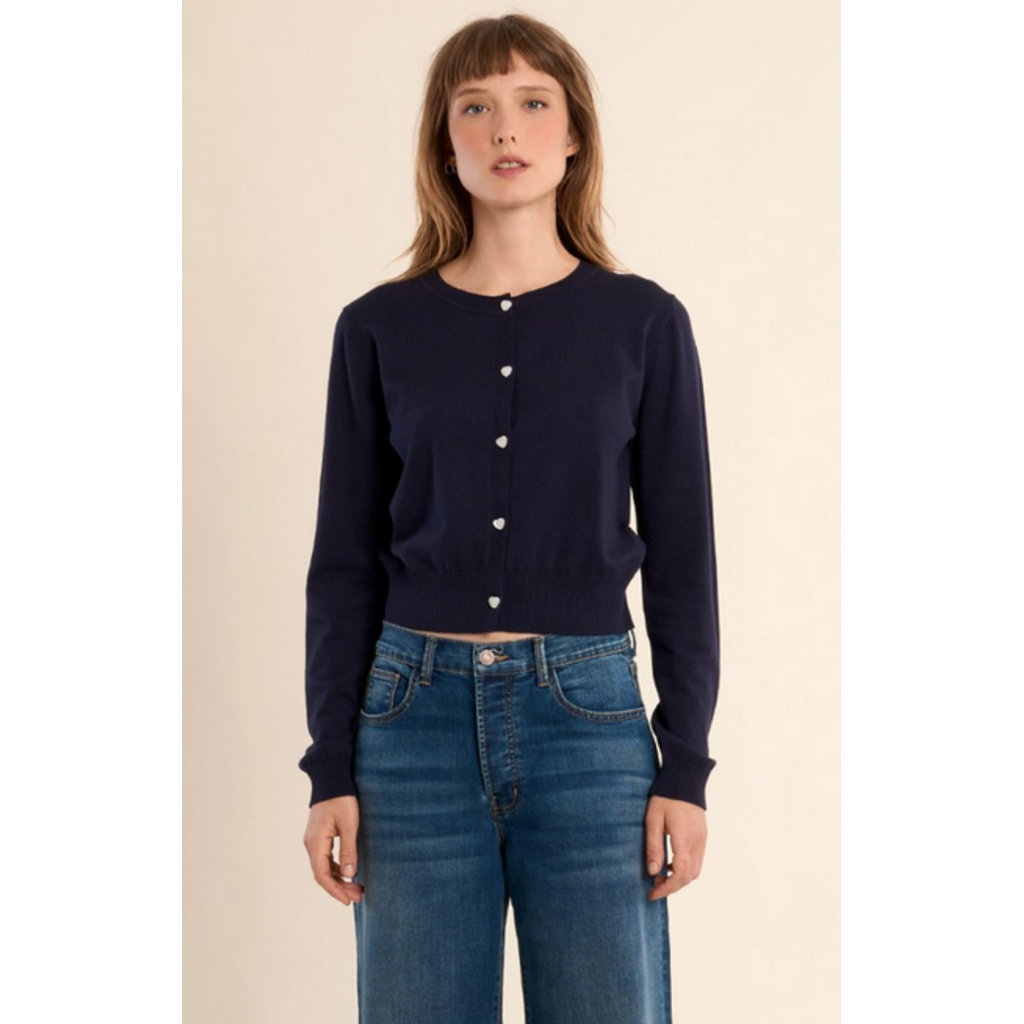 MOLLY BRACKEN MOLLY BRACKEN 26E CARDIGAN BOUTONS EN COEURS NAVY
