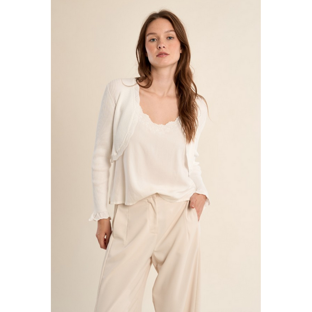 MOLLY BRACKEN MOLLY BRACKEN 26E CARDIGAN CROP TRICOT MINCE ECRU