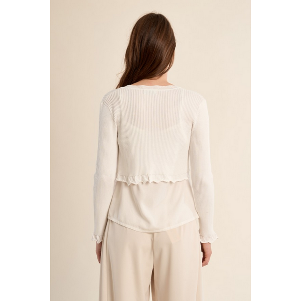 MOLLY BRACKEN MOLLY BRACKEN 26E CARDIGAN CROP TRICOT MINCE ECRU