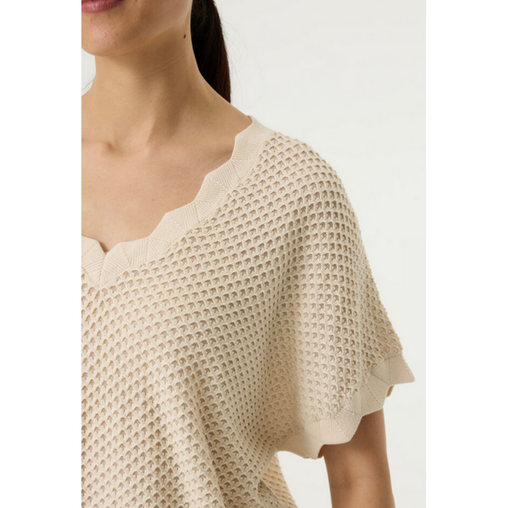 GARCIA GARCIA 26E PULL M COURTE MAILLE TEXTURE WHITECAP