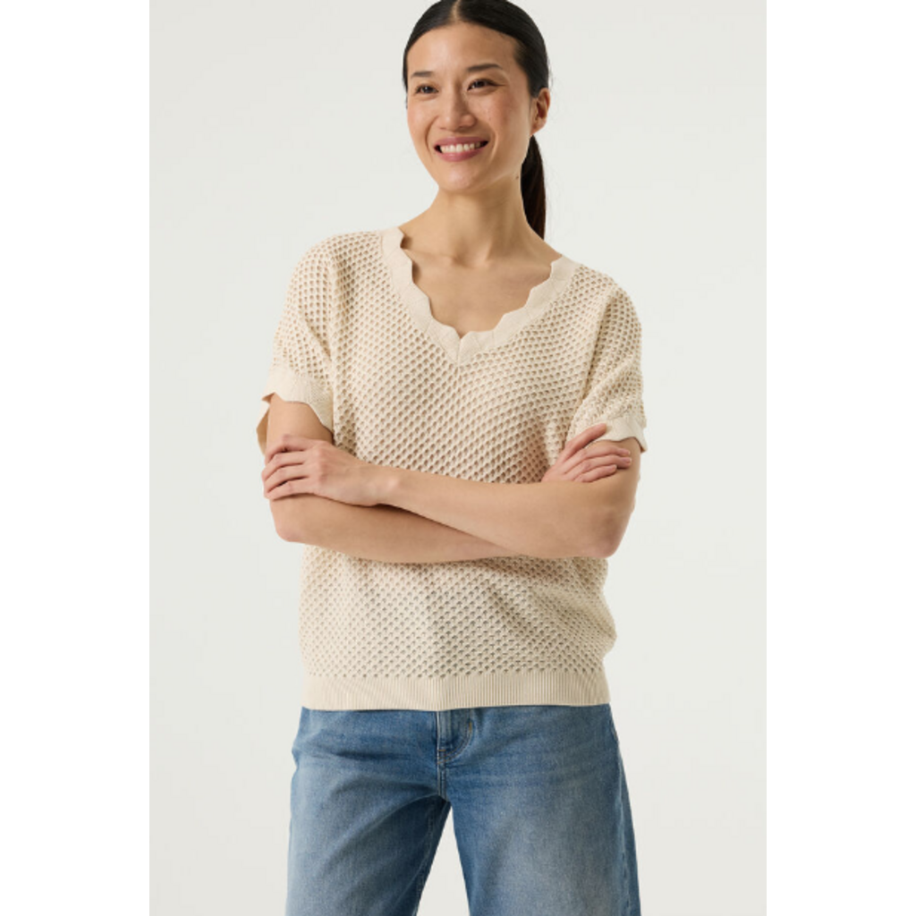 GARCIA GARCIA 26E PULL M COURTE MAILLE TEXTURE WHITECAP