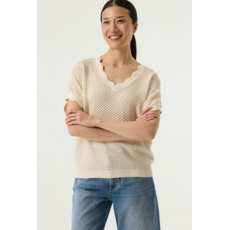 GARCIA GARCIA 26E PULL M COURTE MAILLE TEXTURE WHITECAP