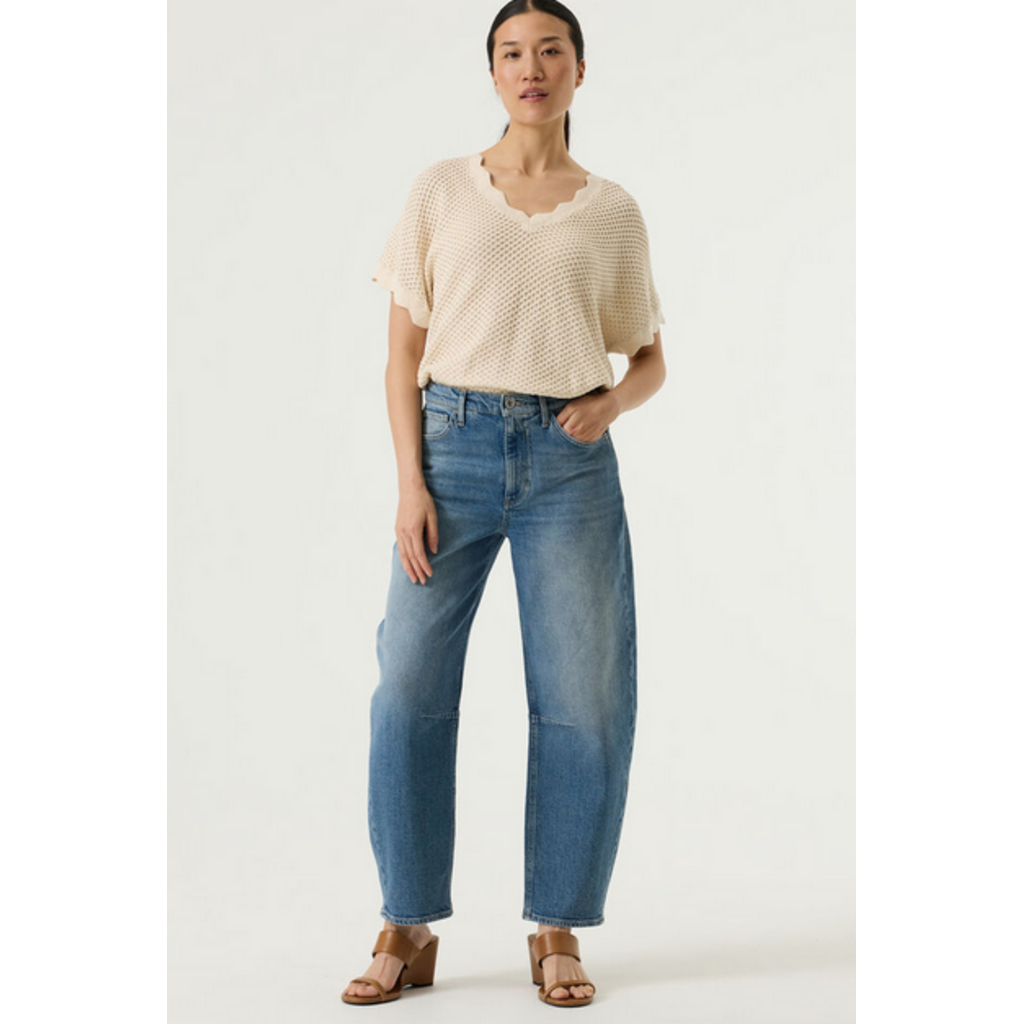 GARCIA GARCIA 26E PULL M COURTE MAILLE TEXTURE WHITECAP