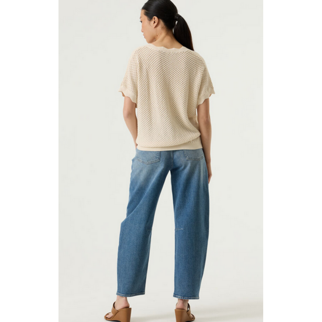 GARCIA GARCIA 26E PULL M COURTE MAILLE TEXTURE WHITECAP