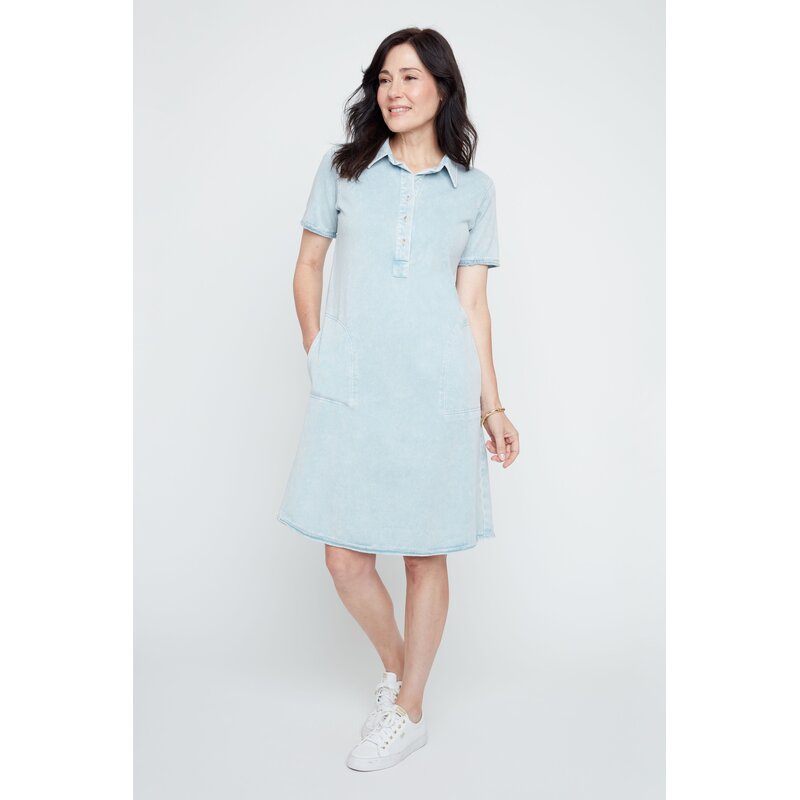 RENUAR RENUAR 26E KNIT DRESS COL CHEMISE CHAMBRAY