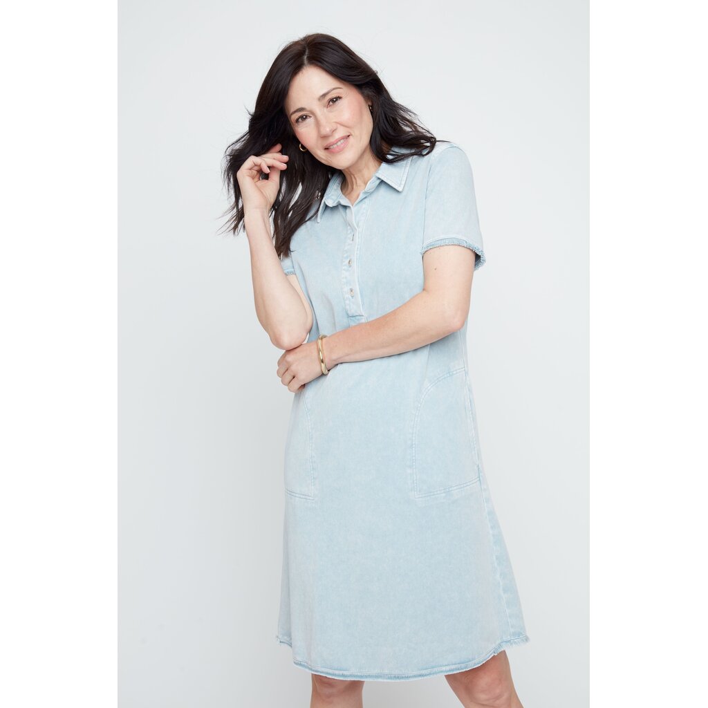 RENUAR RENUAR 26E KNIT DRESS COL CHEMISE CHAMBRAY