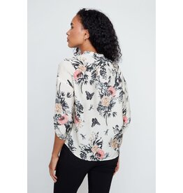 RENUAR RENUAR 26E BLOUSE MANCHE 3/4 FLEURS BLACK COMBO
