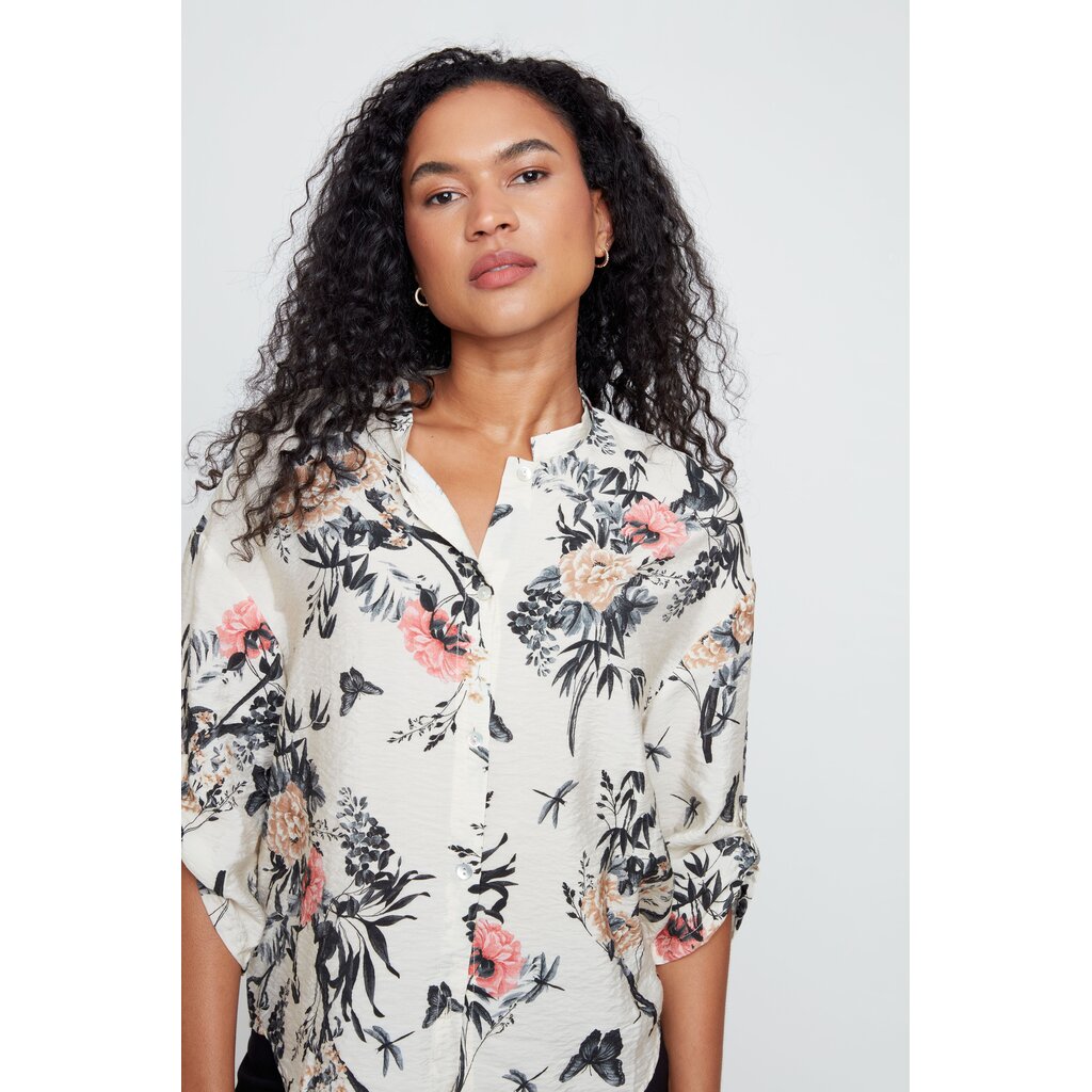 RENUAR RENUAR 26E BLOUSE MANCHE 3/4 FLEURS BLACK COMBO