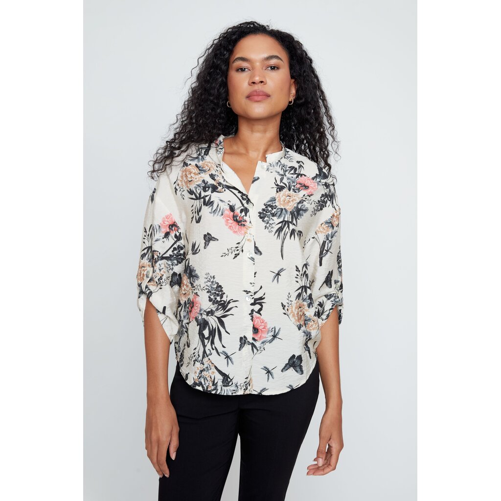 RENUAR RENUAR 26E BLOUSE MANCHE 3/4 FLEURS BLACK COMBO