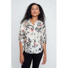 RENUAR RENUAR 26E BLOUSE MANCHE 3/4 FLEURS BLACK COMBO