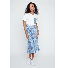 RENUAR RENUAR 26E JUPE MIDI FLEURS BLUE COMBO