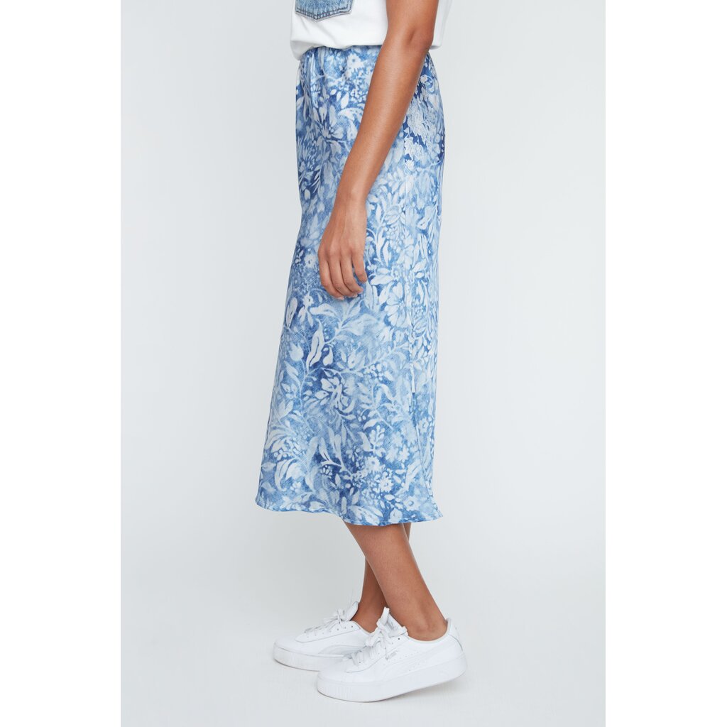 RENUAR RENUAR 26E JUPE MIDI FLEURS BLUE COMBO
