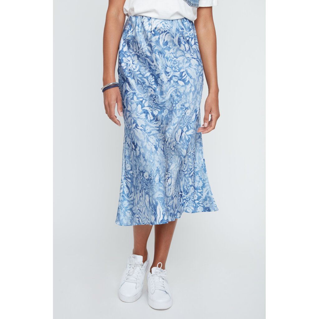 RENUAR RENUAR 26E JUPE MIDI FLEURS BLUE COMBO