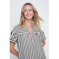 RENUAR RENUAR 26E ROBE COL V BOUTONS LIGNES INDIGO COMBO