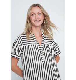 RENUAR RENUAR 26E ROBE COL V BOUTONS LIGNES INDIGO COMBO