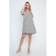 RENUAR RENUAR 26E ROBE COL V BOUTONS LIGNES INDIGO COMBO