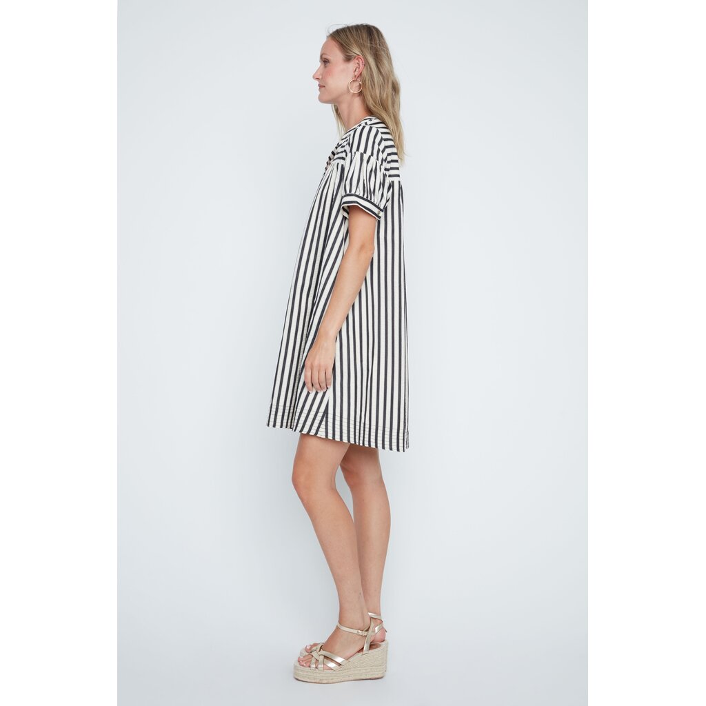 RENUAR RENUAR 26E ROBE COL V BOUTONS LIGNES INDIGO COMBO