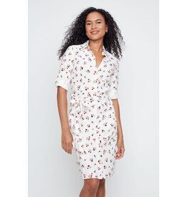 RENUAR RENUAR 26E ROBE CHEMISE BELT CERISES CREME COMBO