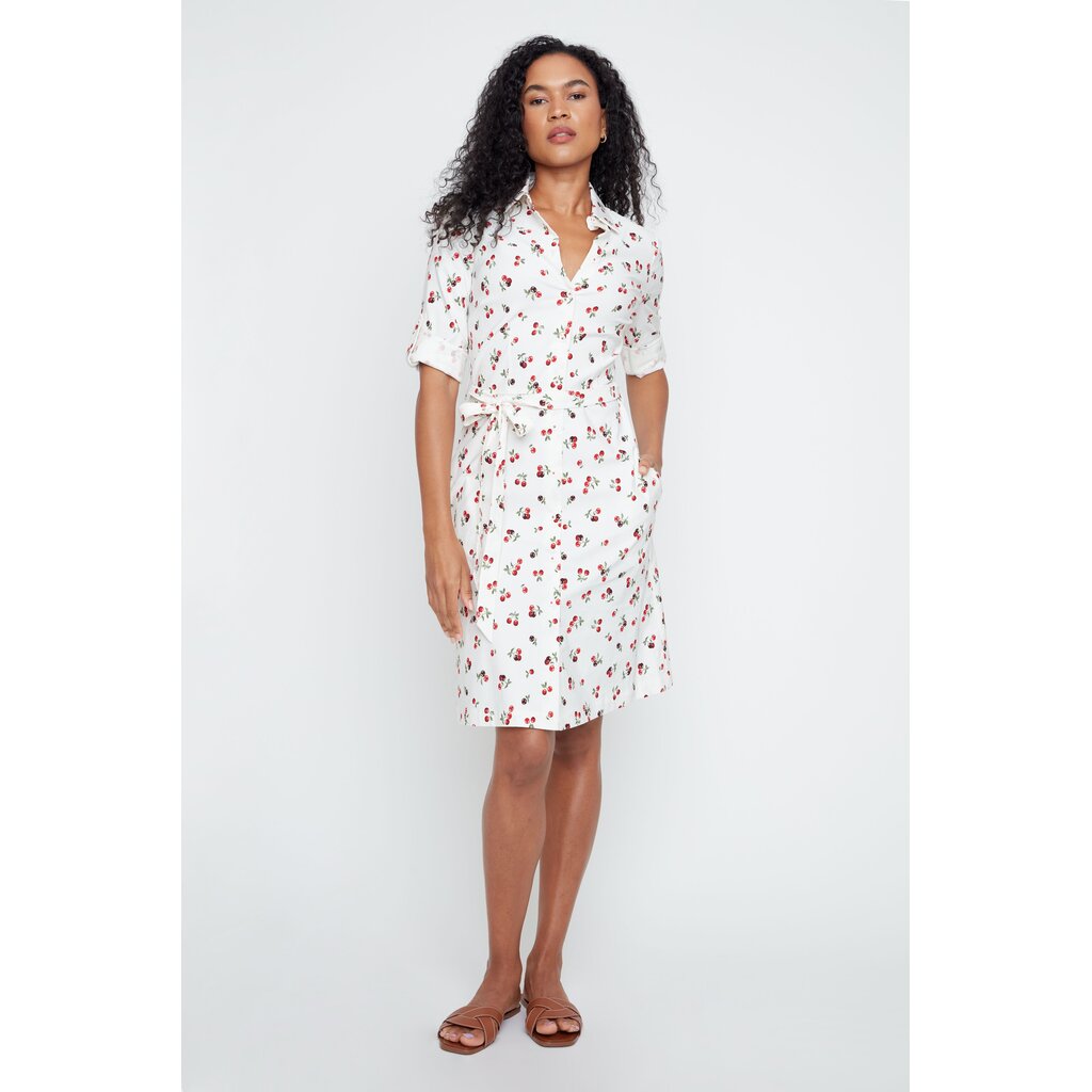 RENUAR RENUAR 26E ROBE CHEMISE BELT CERISES CREME COMBO