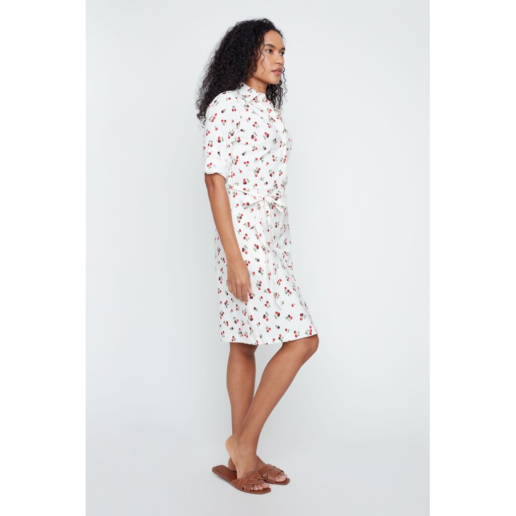 RENUAR RENUAR 26E ROBE CHEMISE BELT CERISES CREME COMBO