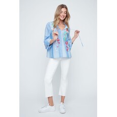 RENUAR RENUAR 26E BLOUSE MANCHE TROMPETTE BRODERIE BLUE