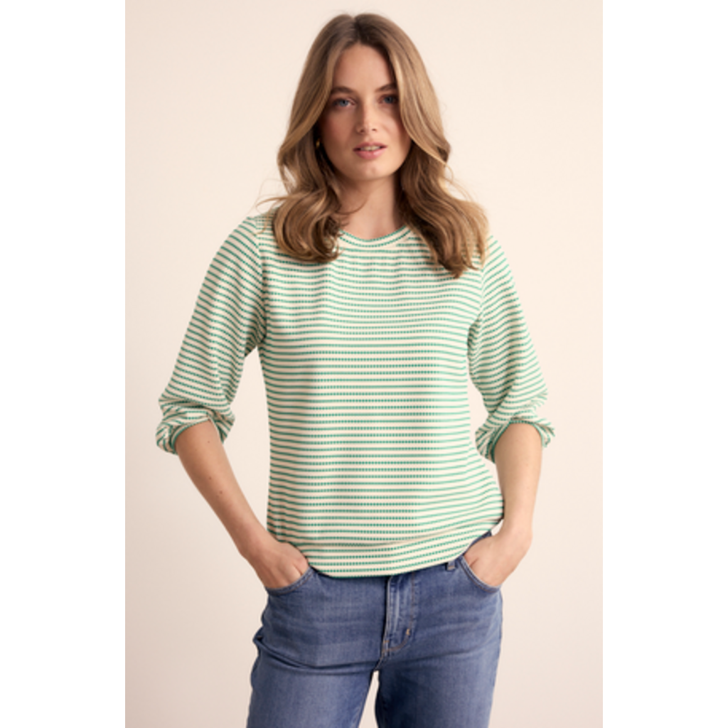 TRAMONTANA TRAMONTANA 26E FLOWER EMERALD STRIPED TOP