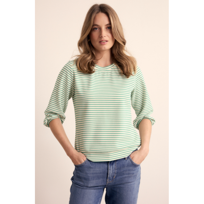 TRAMONTANA TRAMONTANA 26E FLOWER EMERALD STRIPED TOP