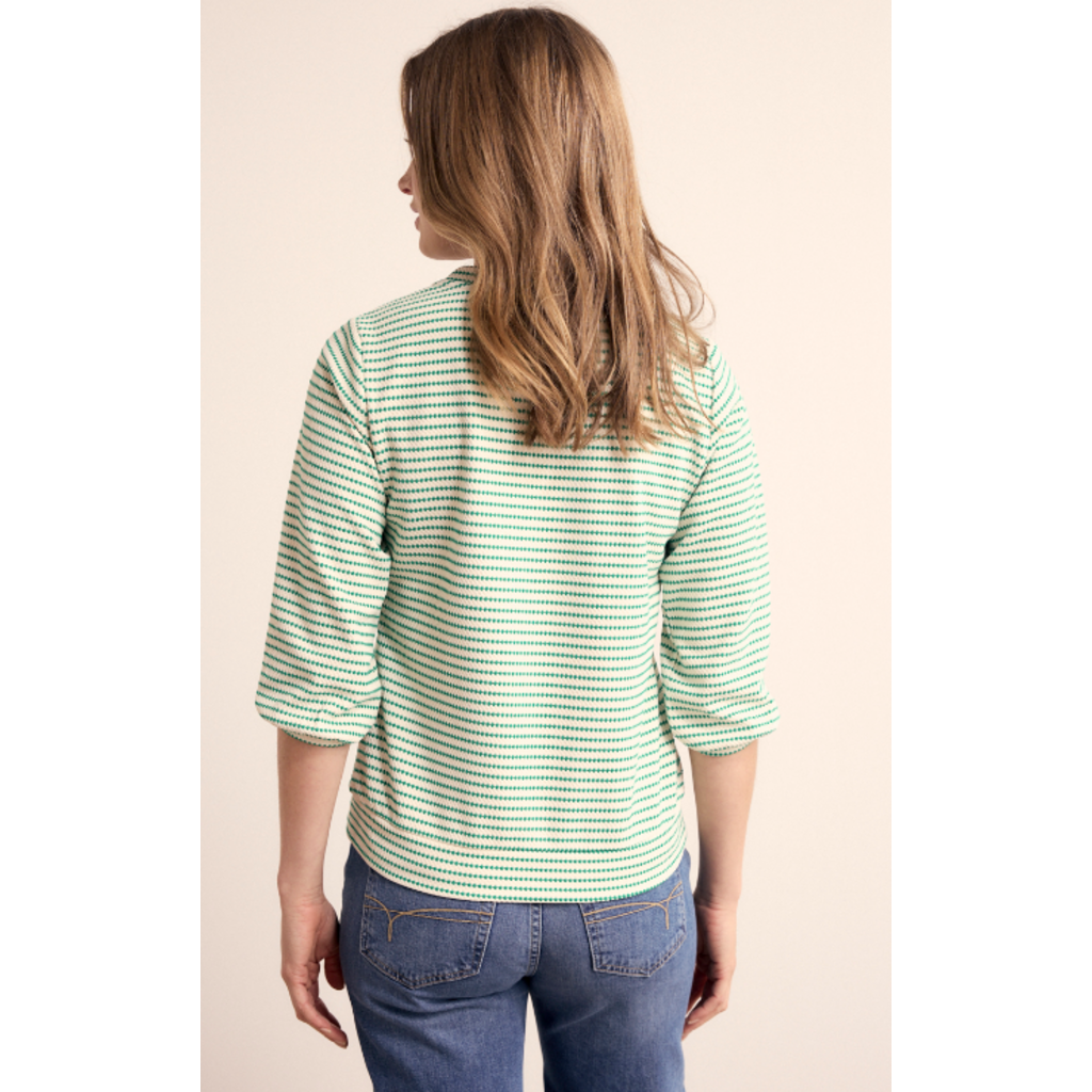 TRAMONTANA TRAMONTANA 26E FLOWER EMERALD STRIPED TOP