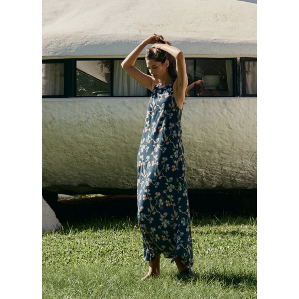 INDI AND COLD INDI AND COLD 26E ROBE S MANCHE DOS X FLEURS NAVY