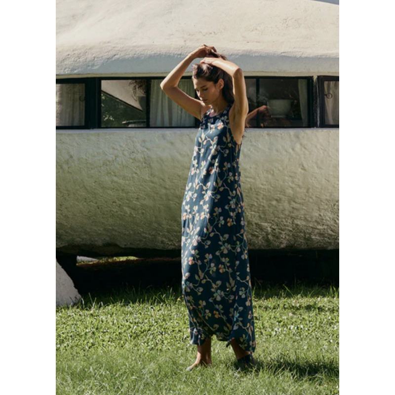 INDI AND COLD INDI AND COLD 26E ROBE SANS  MANCHE DOS X FLEURS NAVY